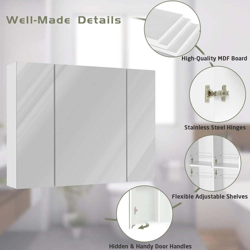 Medicine Cabinets Bathroom Mirror Cabinet with 3 Door 31.5x23.6 Inch Bathroom...
