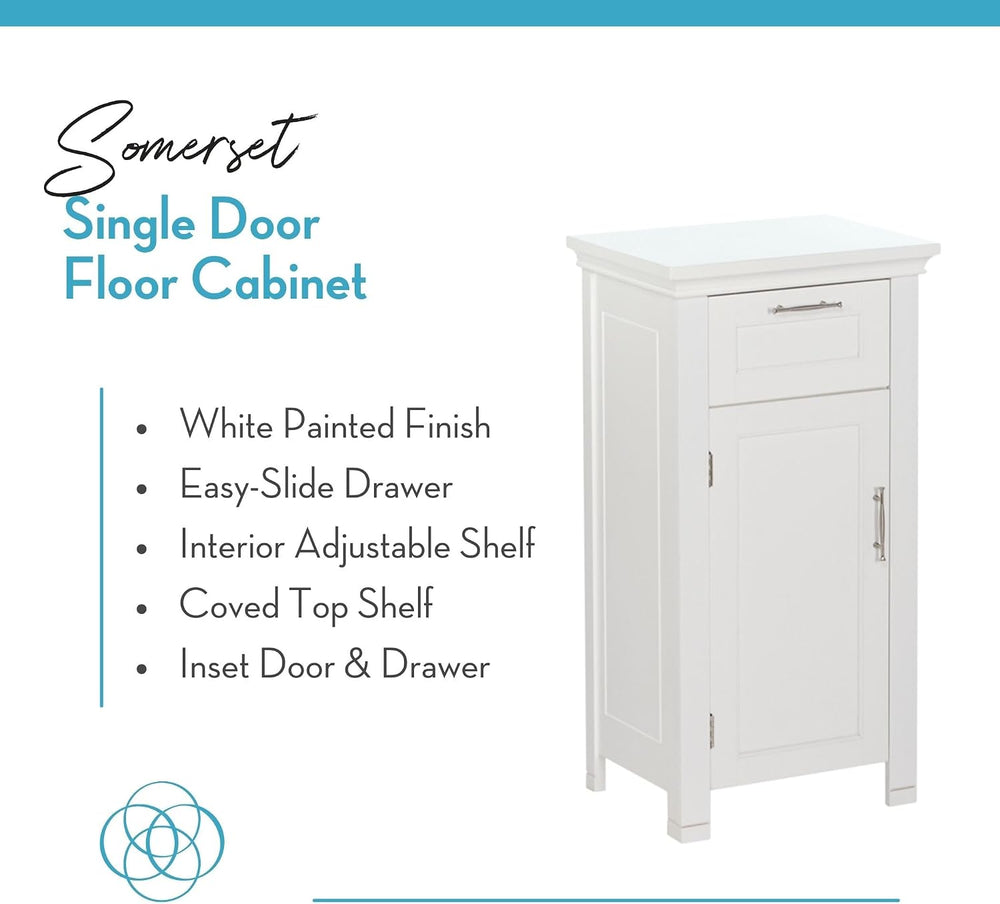 RiverRidge 06-037 Somerset Single Door Floor Storage Cabinet, White