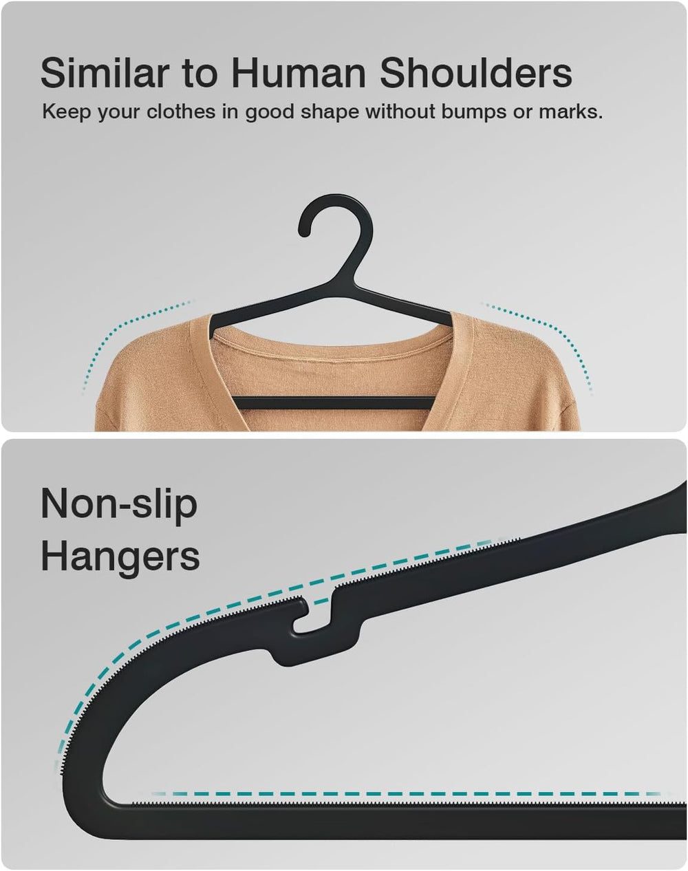 ABHENG 80 Pack Clothes Hangers, Non Slip Plastic Coat Hangers, Space Saving H...
