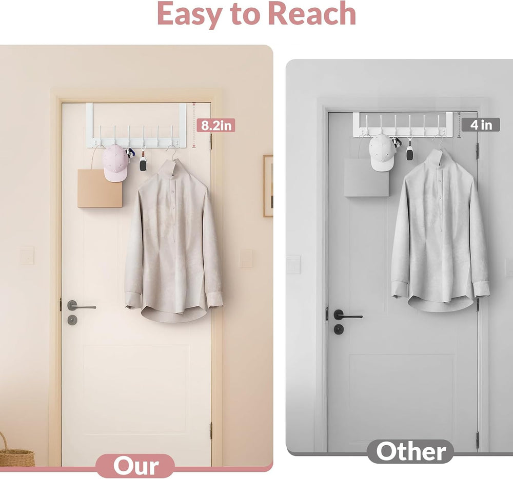 BAKON 2 Packs Over The Door Hooks with 6 Hook, Heavy Duty Over Door Hanger fo...