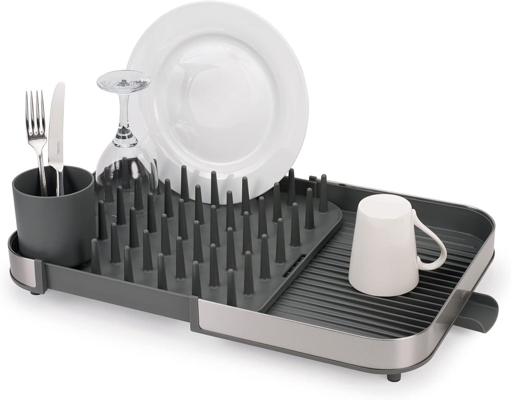 Joseph Joseph Duo Expanding Dish Drying Rack with Removable Silverware Holder...