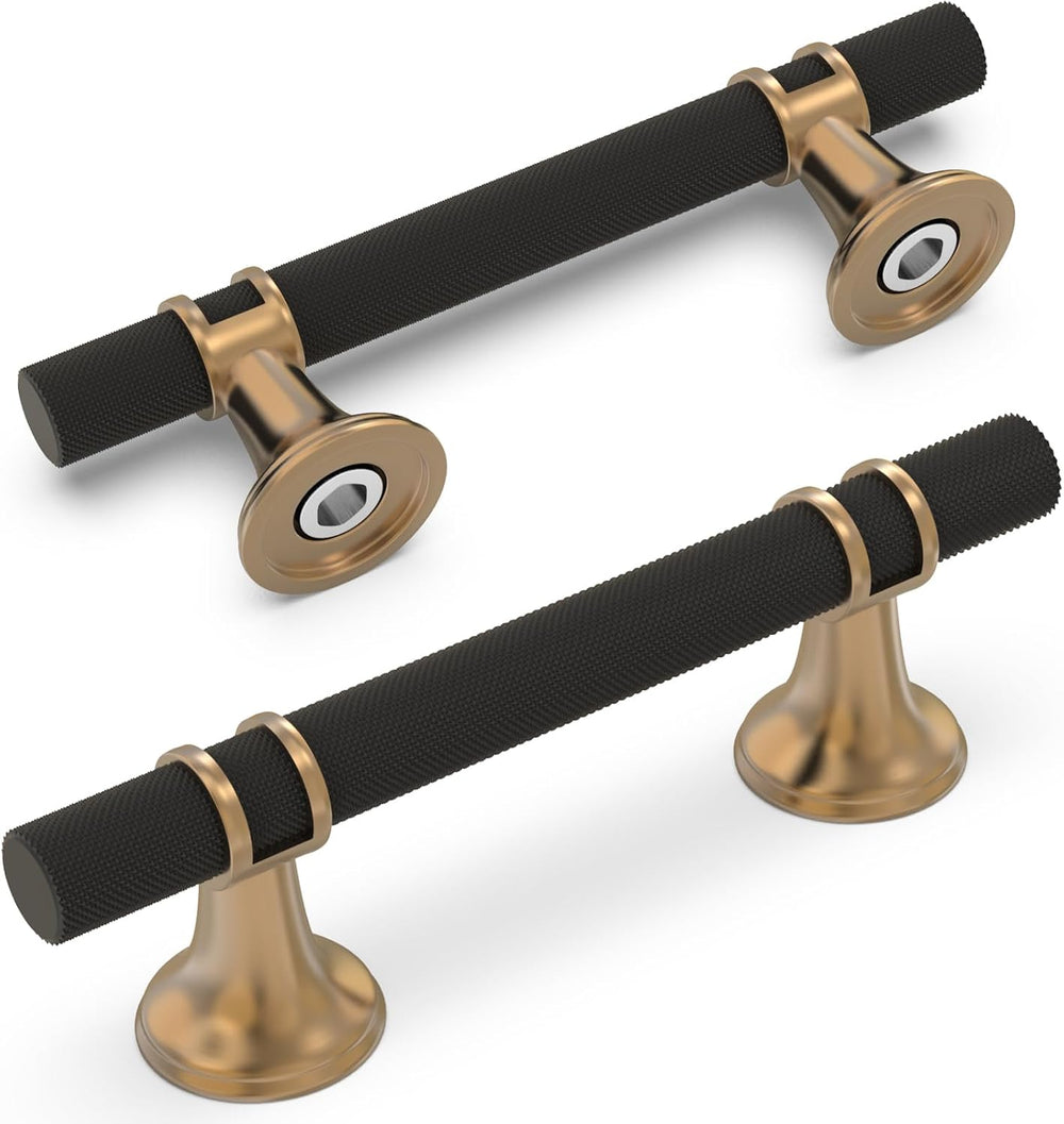10 Pack 3 Inch Black and Champagne Bronze Cabinet Handles