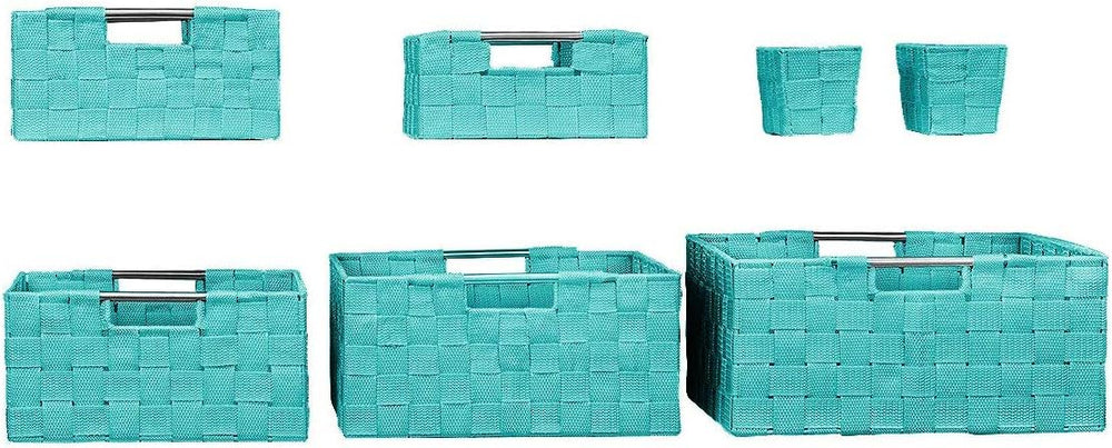 Sorbus Baskets for Organizing, 7-Piece Hand-Woven Storage Set (Aqua)