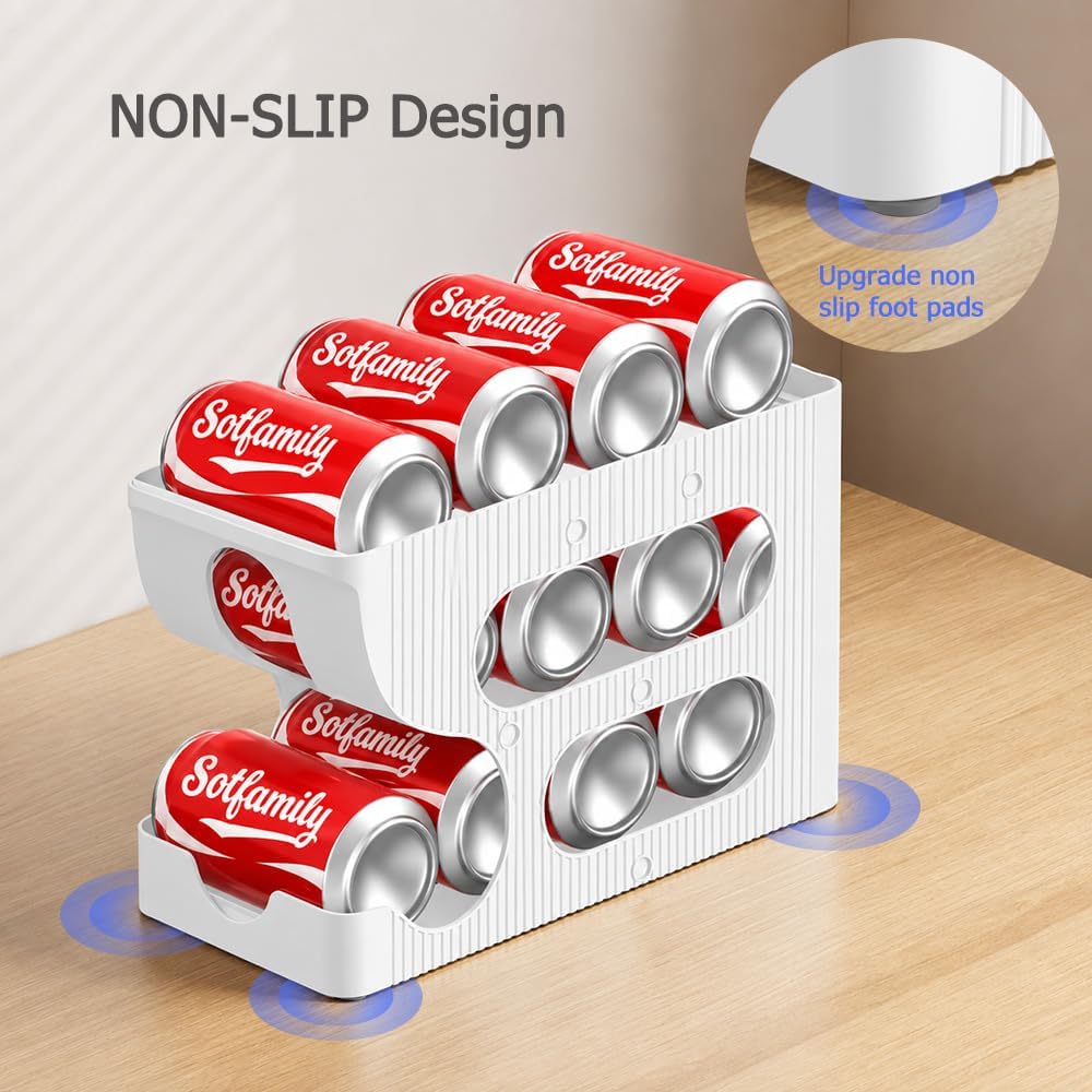 Sotfamily FIFO Soda Can Organizer for Pantry or Fridge, Holds 48 Cans
