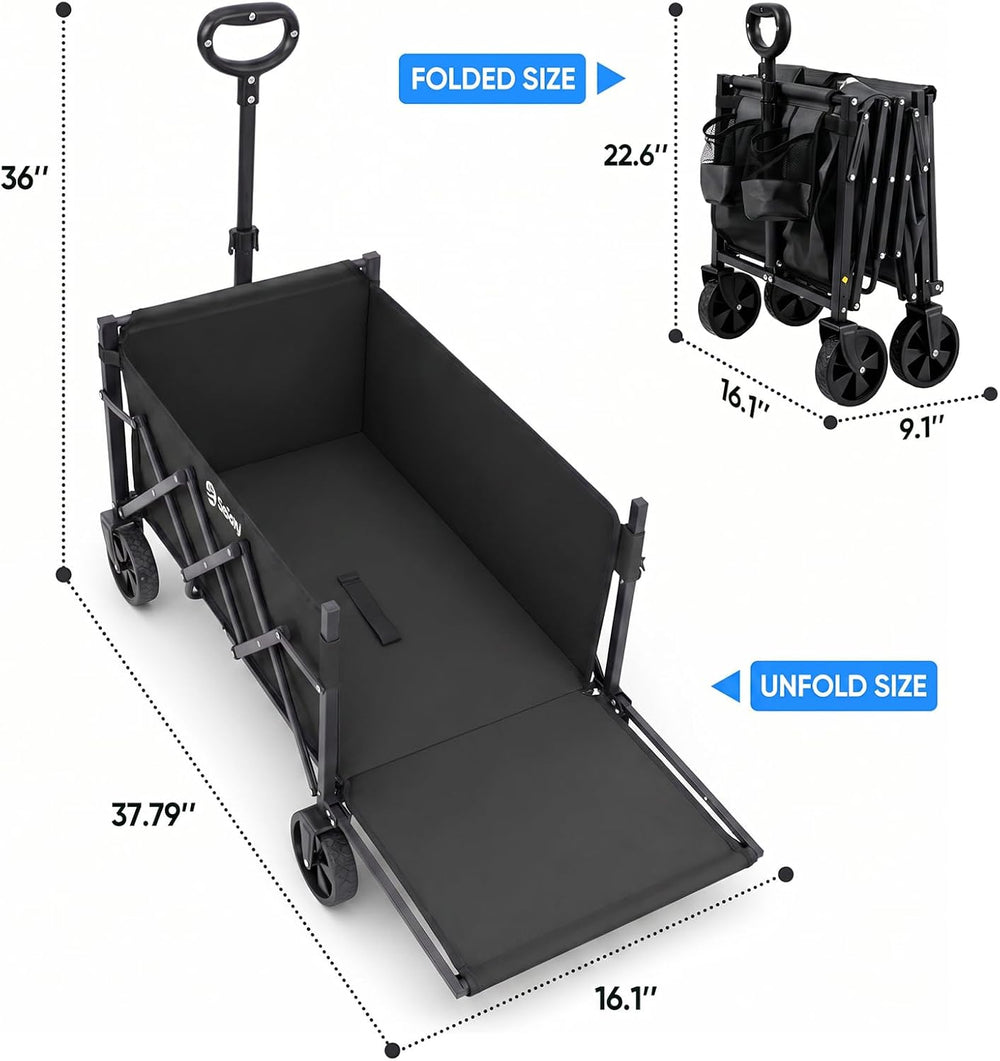 Sekey Collapsible Wagon with Tailgate, 300 lb Capacity, 38 in Cargo Length