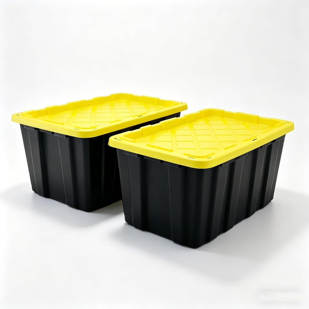 40 Gallon Tote 2 Pack, Heavy Duty Stackable Plastic Storage Bins with Lids, B...