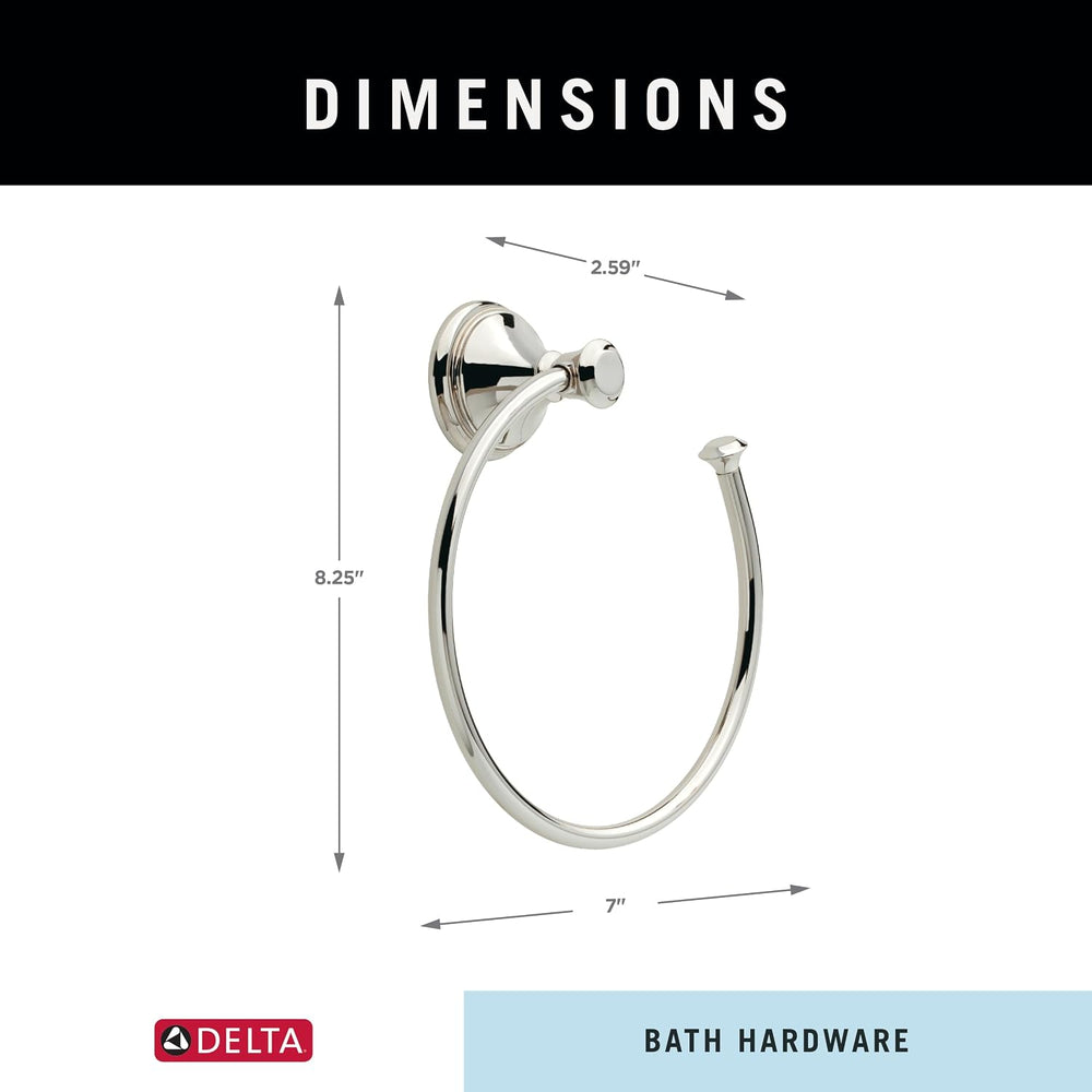 Delta Hand Towel Holder | Square Polished Nickel Ring for Hanging Towels in K...