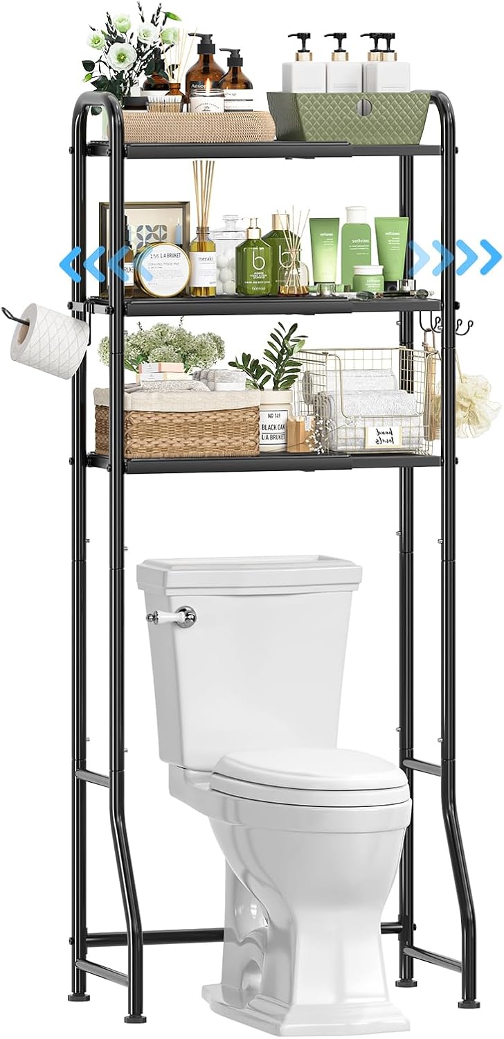 Simple Trending Expandable Over The Toilet Storage Rack, Metal 3 Tier Bathroo...