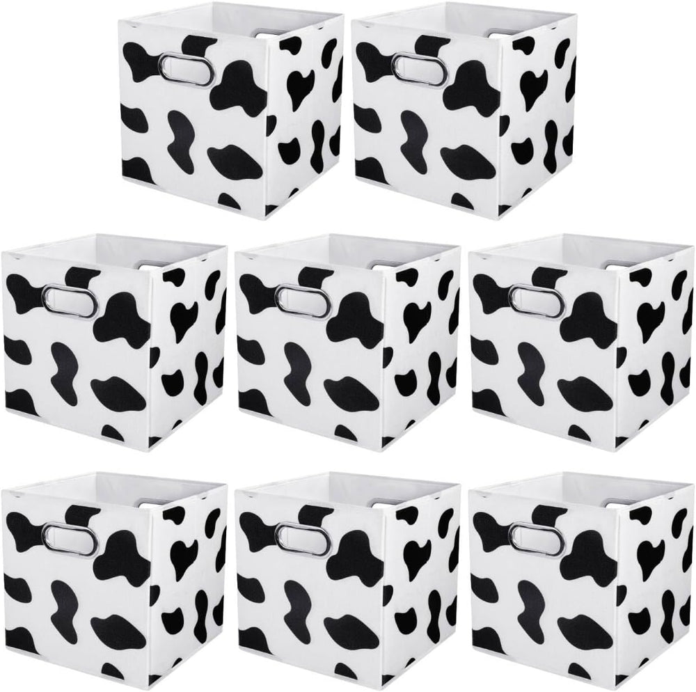 ANMINY Cow Print Cube Storage Bins with Handles, Washable, Collapsible | Cott...