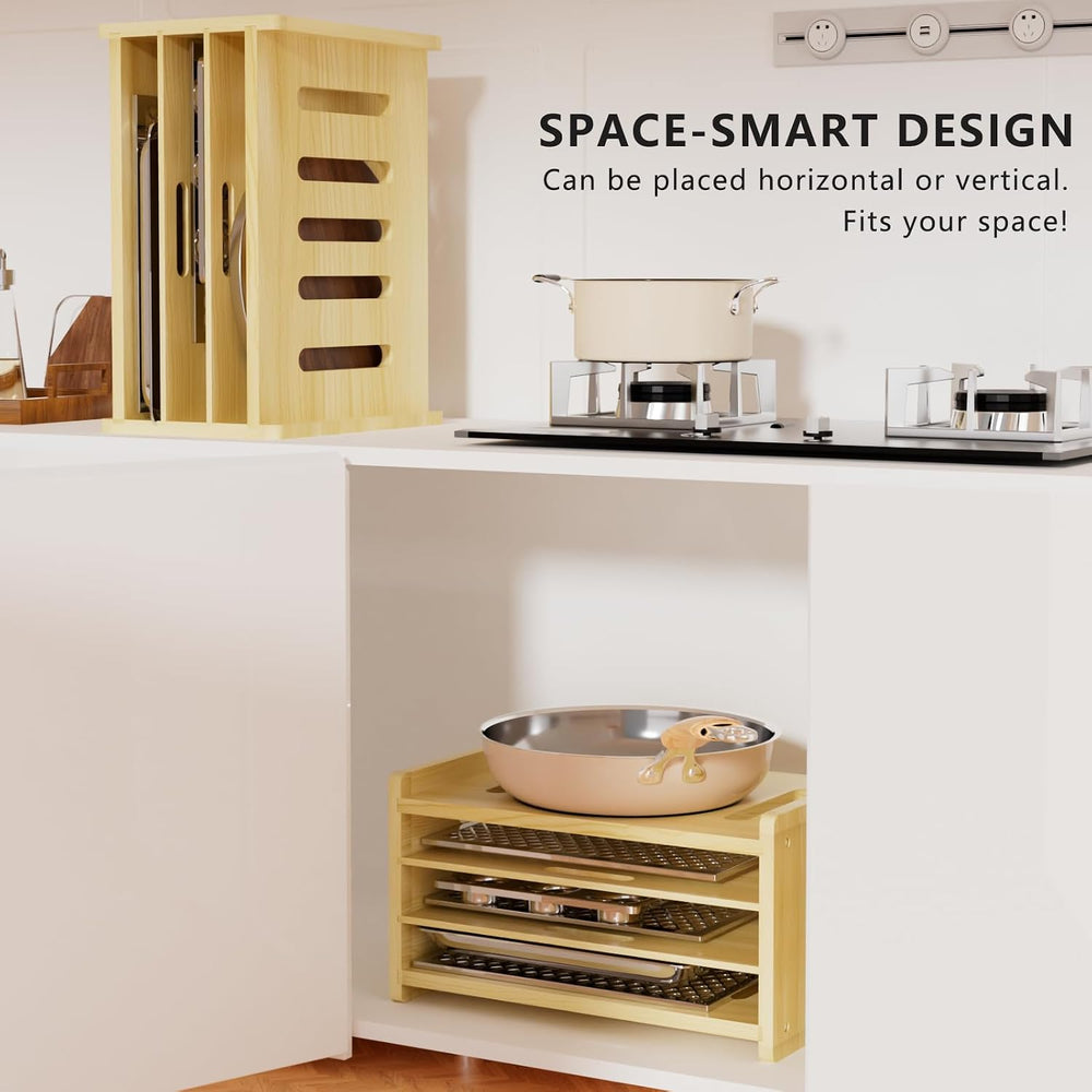 4 Tier Wooden Tray Dividers for Cabinets