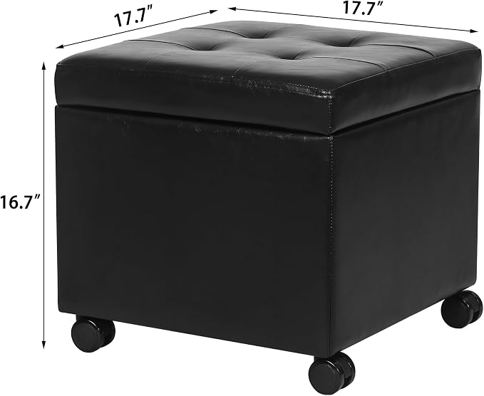 Adeco 17.7" Leather Ottoman