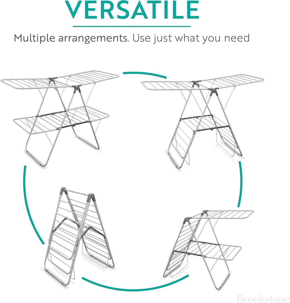 Brookstone 2 Tier Folding Rack - Indoor/Outdoor Collapsible Clothes Dryer Sta...