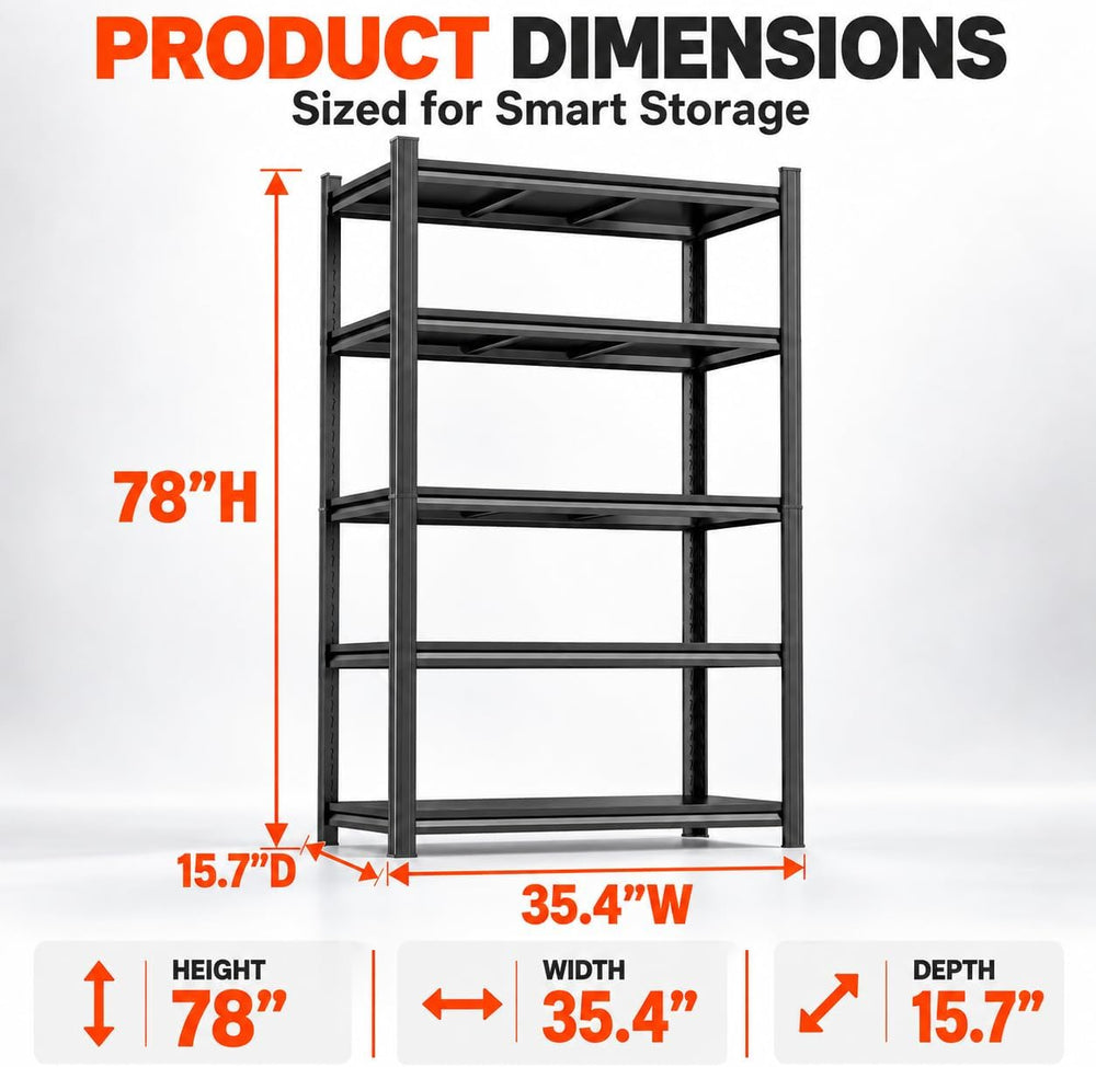 Garage Shelving Adjustable Metal Storage Shelves with Anti‑Tip Safety Kit