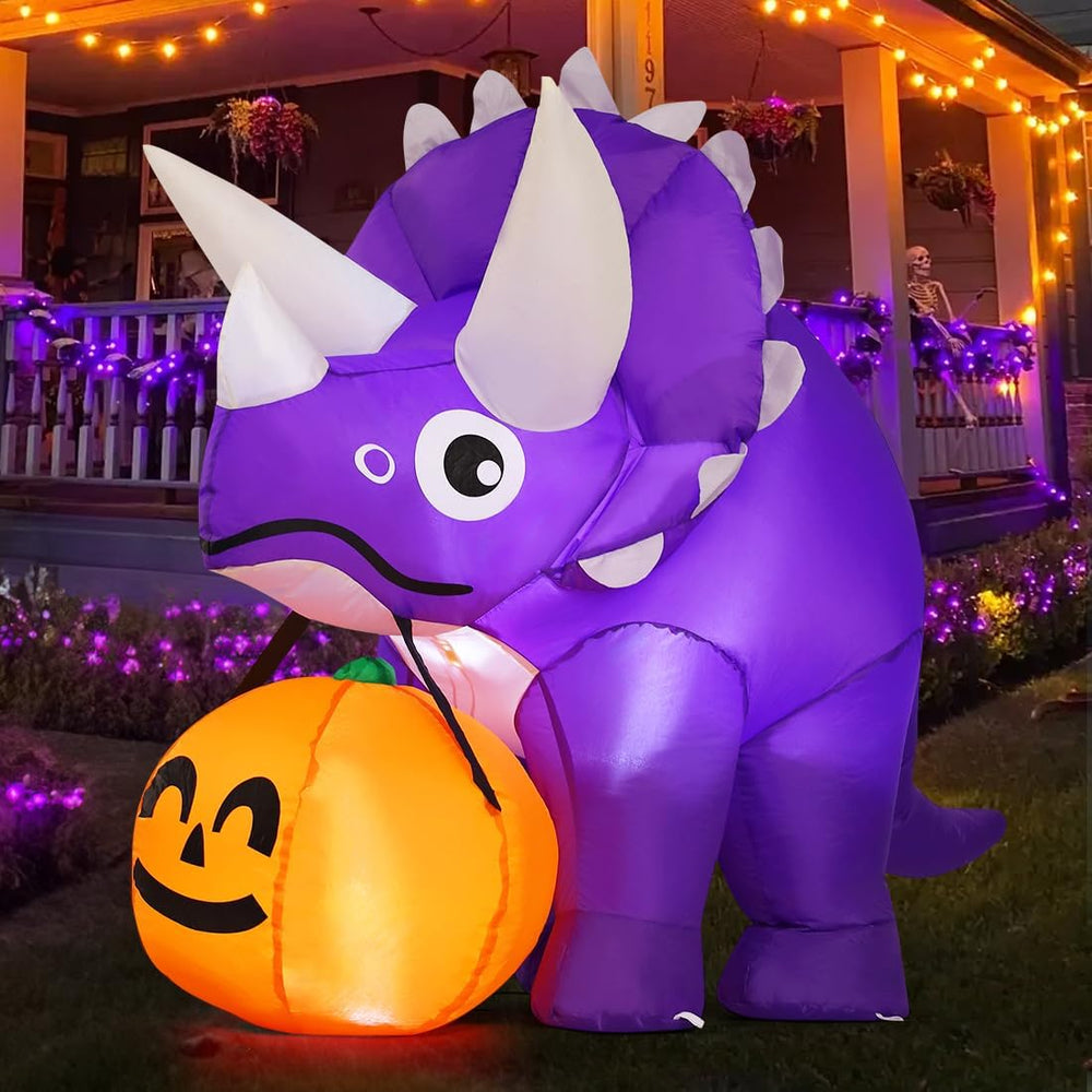 GOOSH 5 FT Width Halloween Inflatables Dinosaur Outdoor Decorations Blow Up Y...