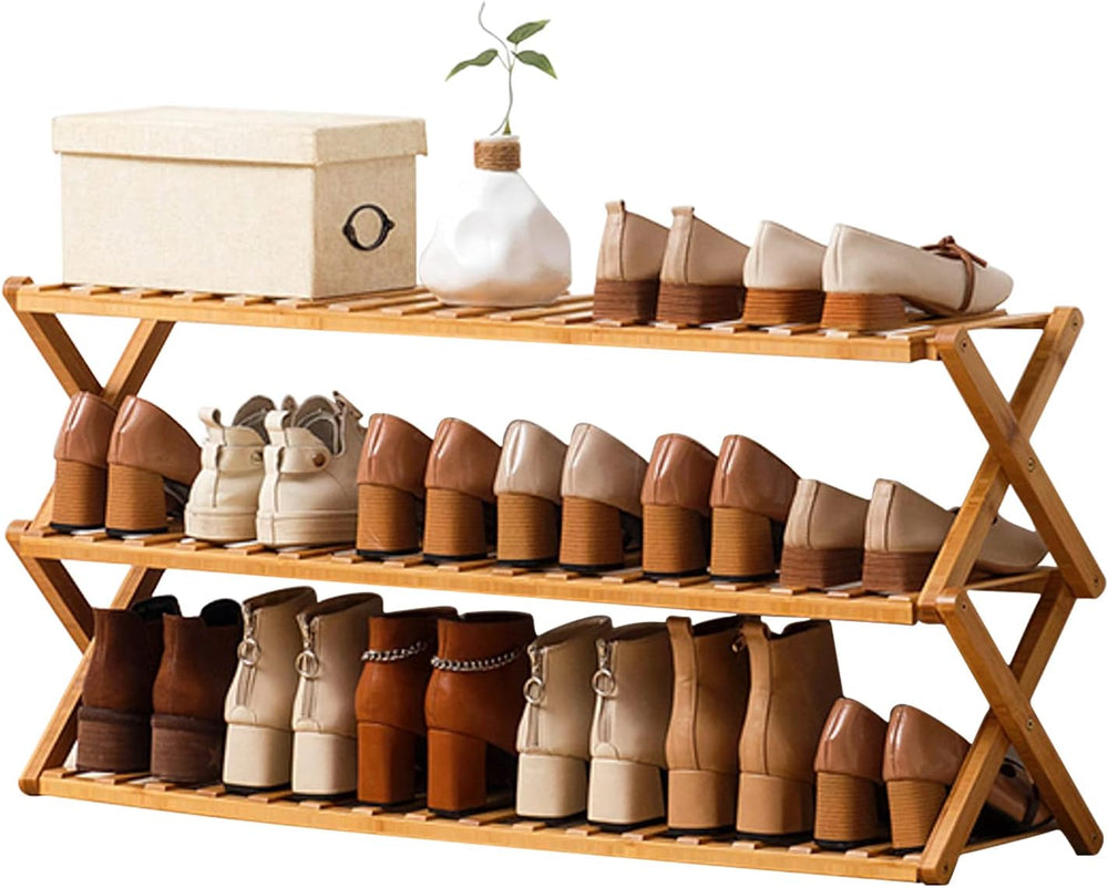 Choclaif Free Standing Shoe Racks for Closet, Shoe Shelf Bamboo Shoe Rack for...