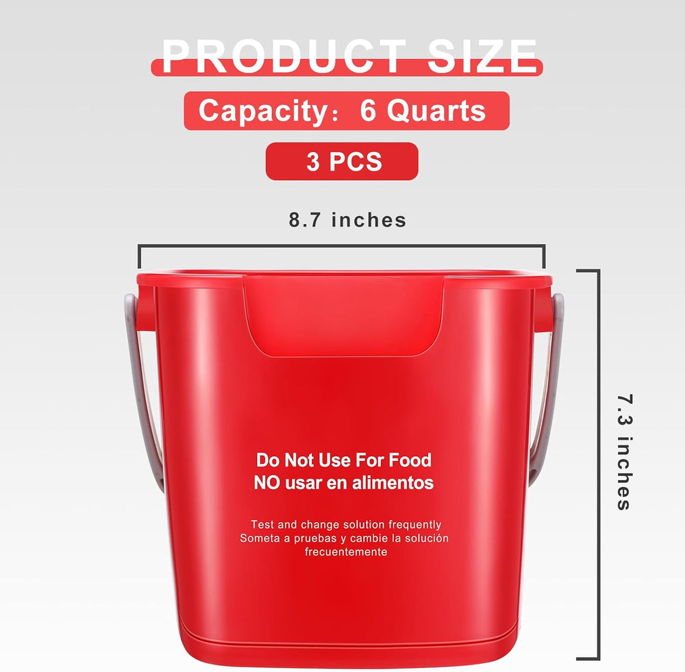 Uiifan 3 Pcs 6 Quart Cleaning Bucket Small Square Container, Multicolor