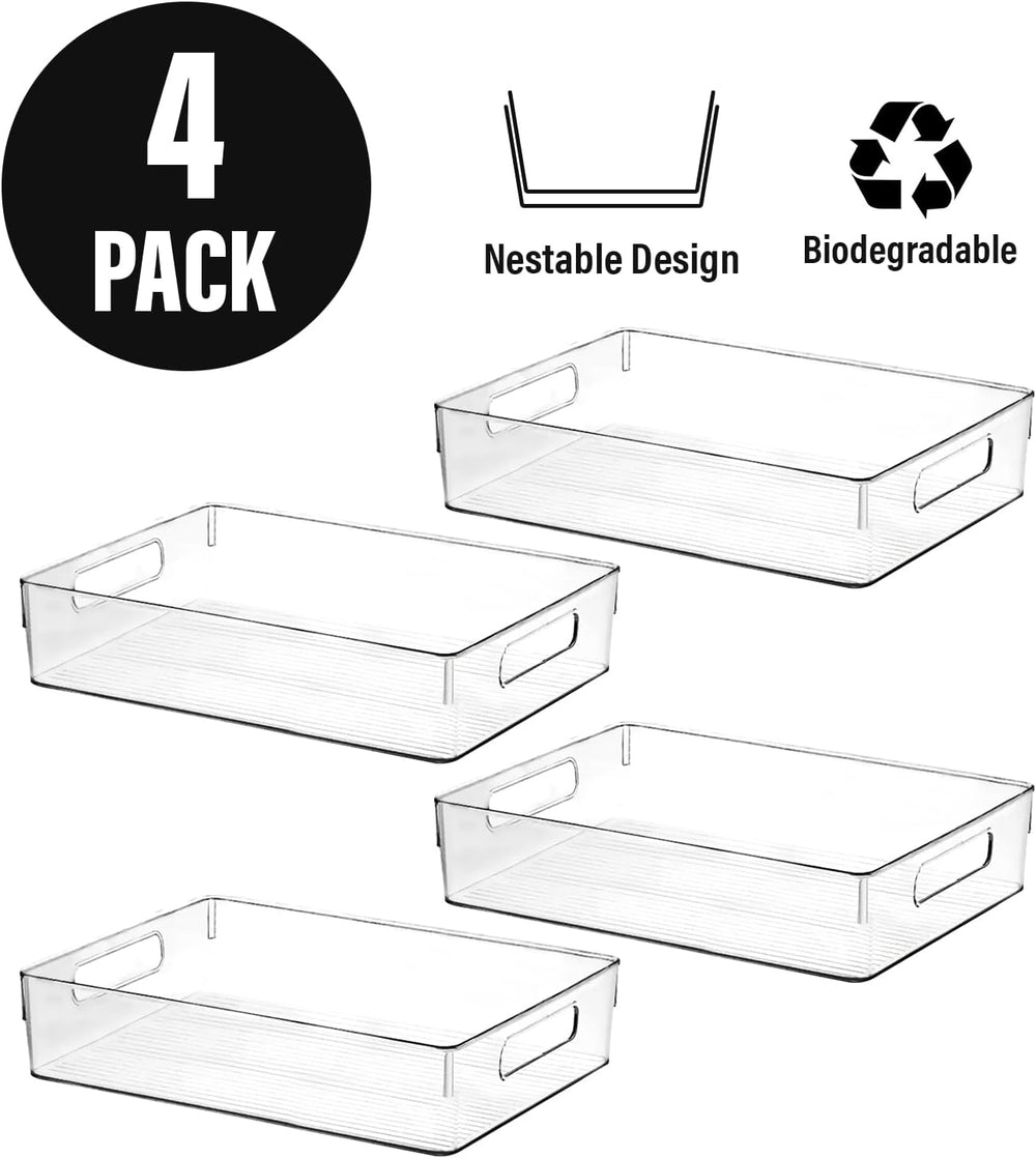 ShelfShaper Large Clear Plastic Storage Bins, Pantry Organizers and Storage C...