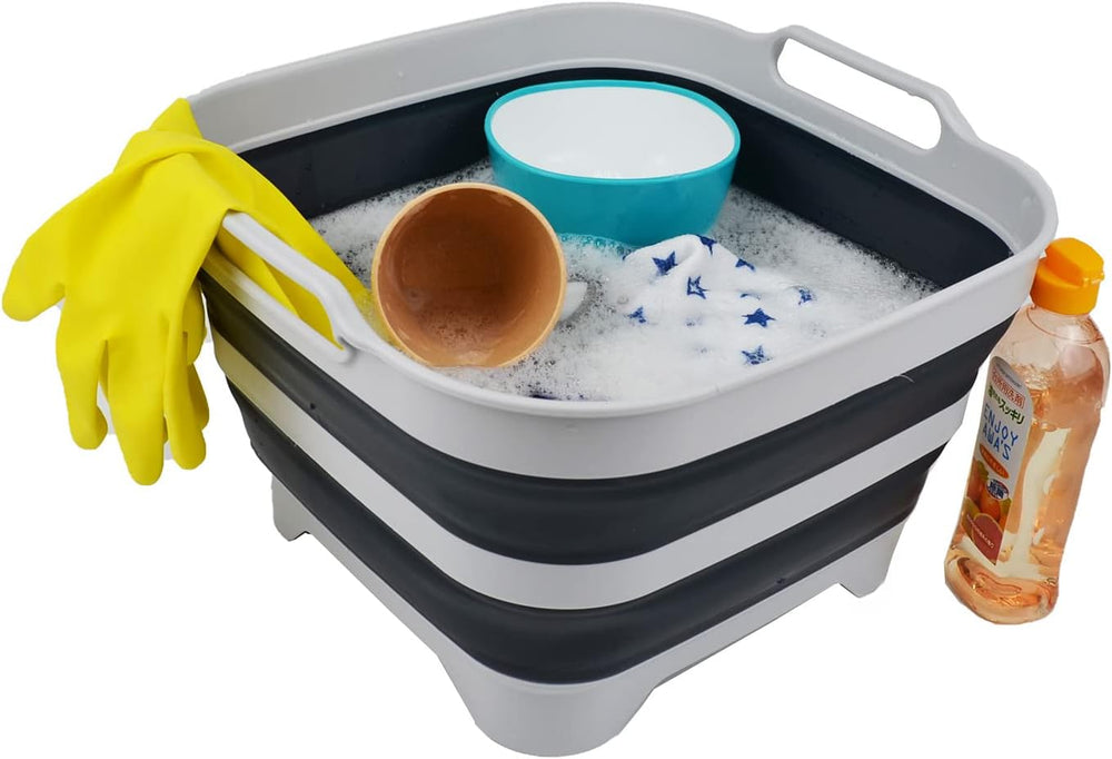 SAMMART 10L (2.6 gallons) Collapsible Plastic Dishpan with Draining Plug - Fo...