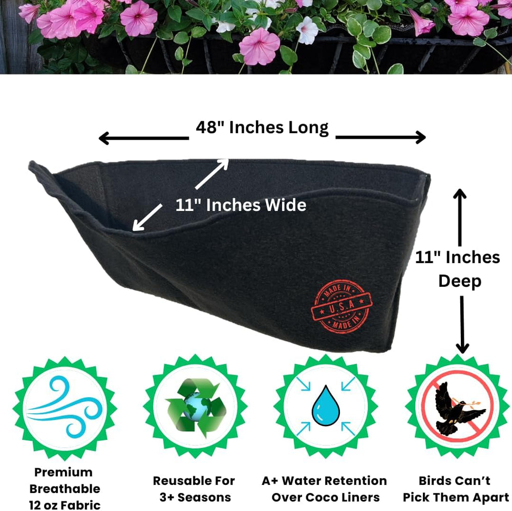 48 Inch Fabric Trough Coco Liner Replacement for Window Basket Flower Planter...