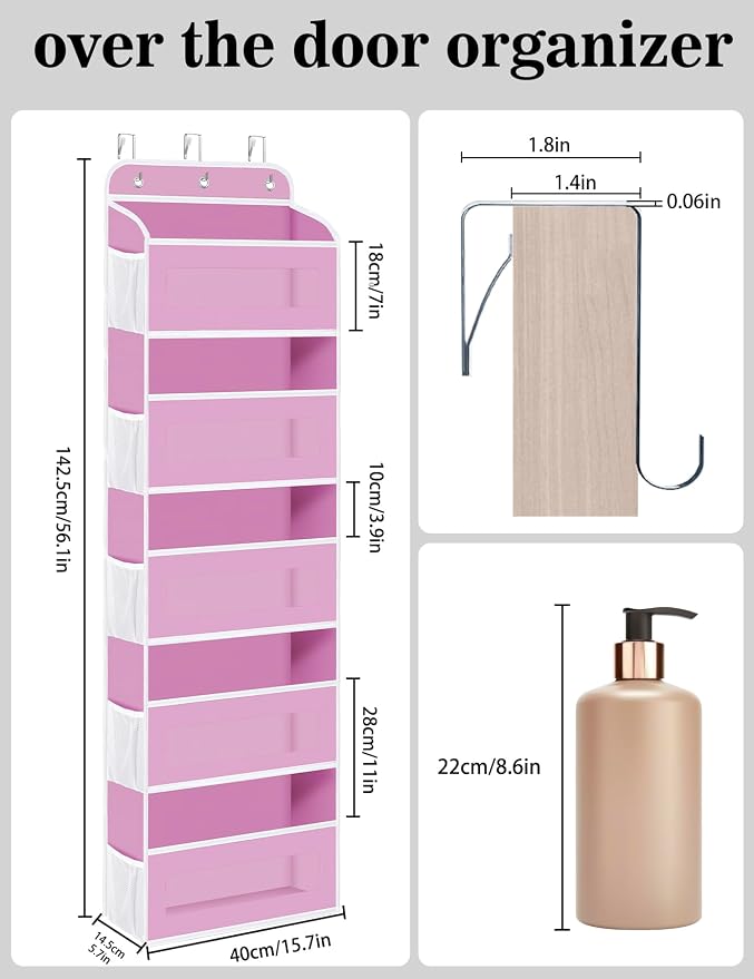 Over The Door Organizer, 5 Shelves Closet Door Hanging Organizer
