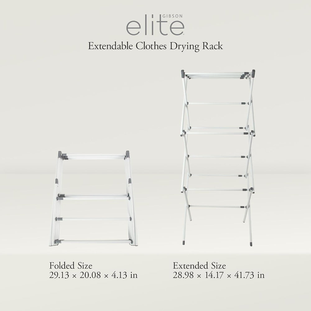 Gibson Home Clothes Drying Rack, Foldable Expandable Laundry Rack, White