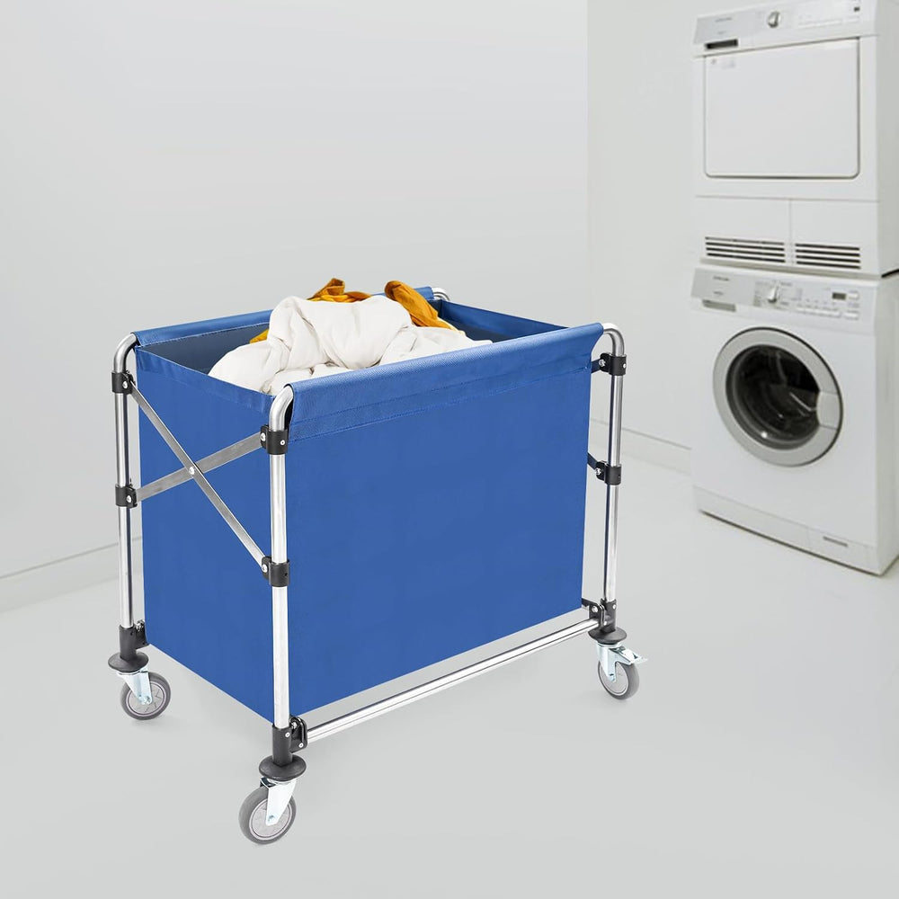 Commercial Laundry Cart with Wheels,Folding Laundry Hamper Cart,Heavy Duty Ro...