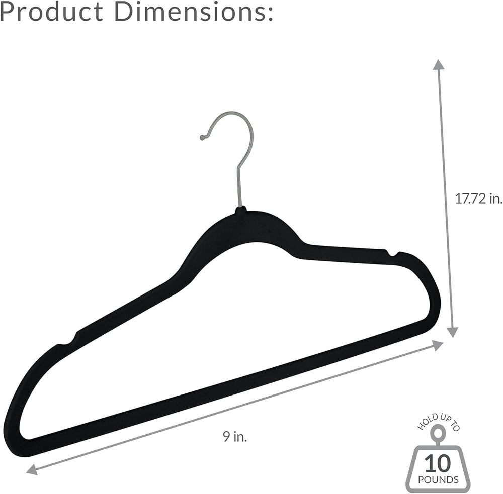 Simplify 10 Super Slim Velvet Huggable Hangers in Black