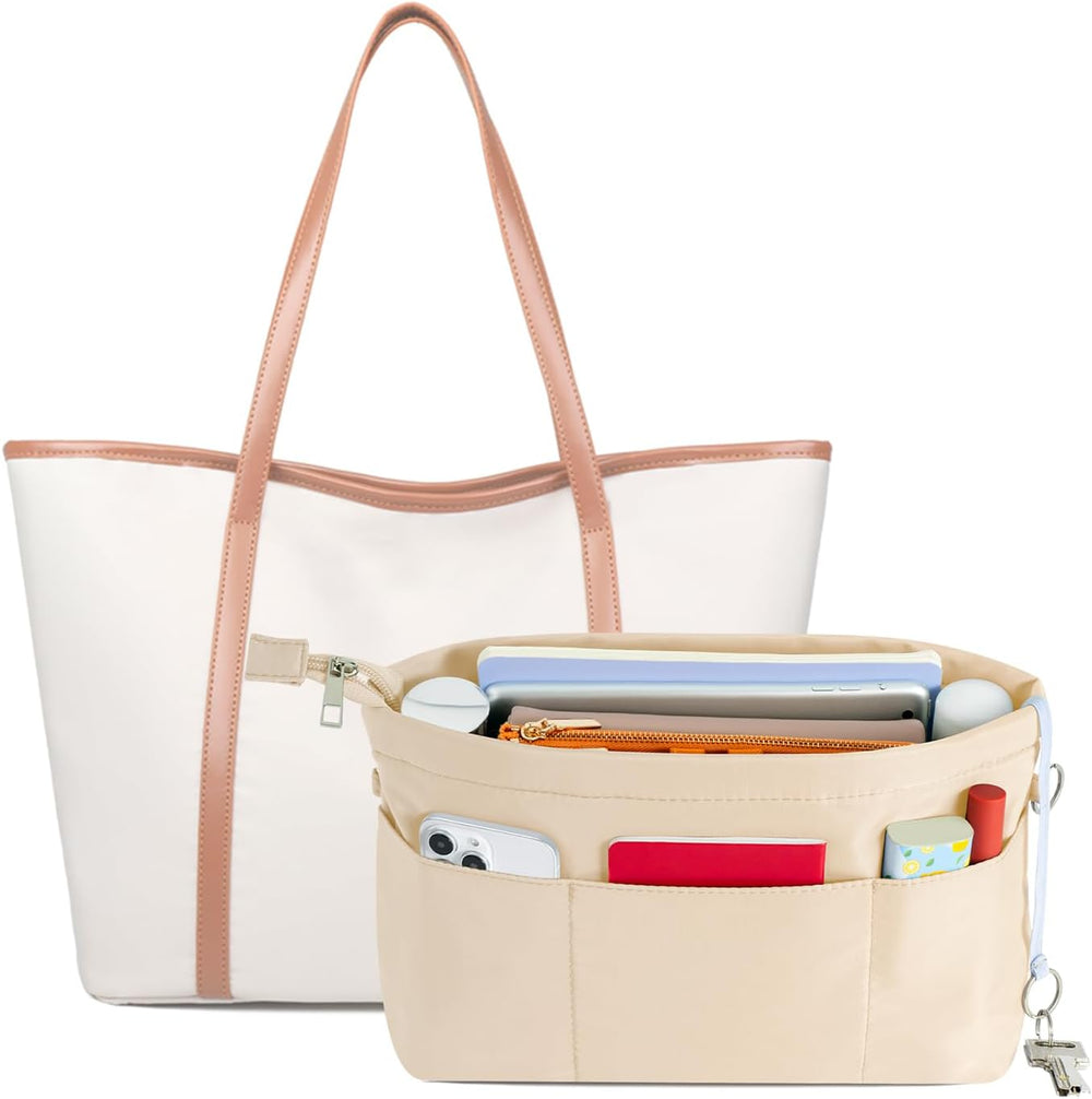 HyFanStr Purse Organizer Insert with Zipped Top for Tote Bag, Handbag Shaper ...
