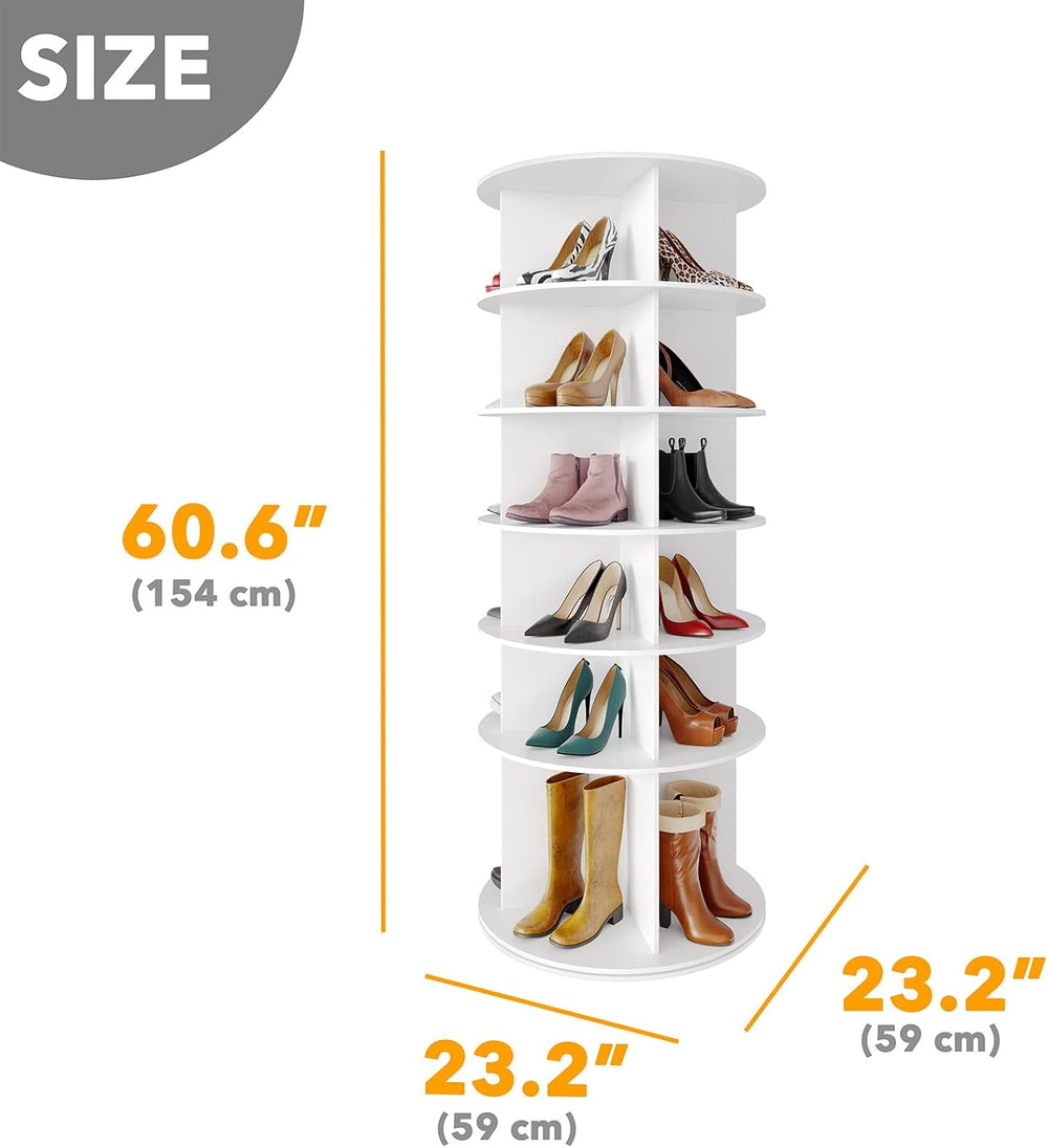 SpaceAid Rotating Shoe Rack 6 Tier Organizer, High Bottom Design Shoe Tower S...