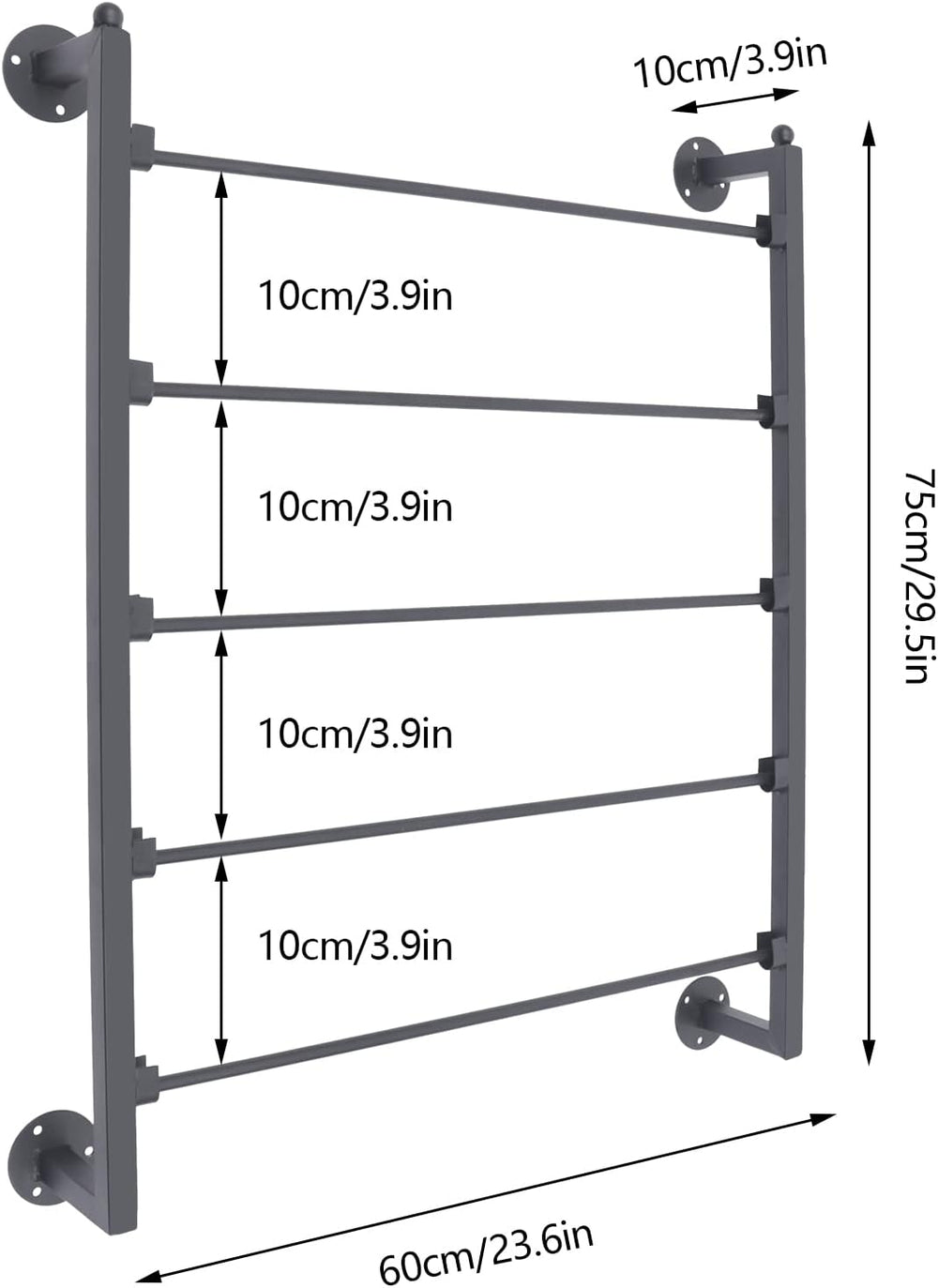 5 Tier Wall Mounted Scarf Rack, Metal Ribbon Storage Organizer, Multi-Purpose...