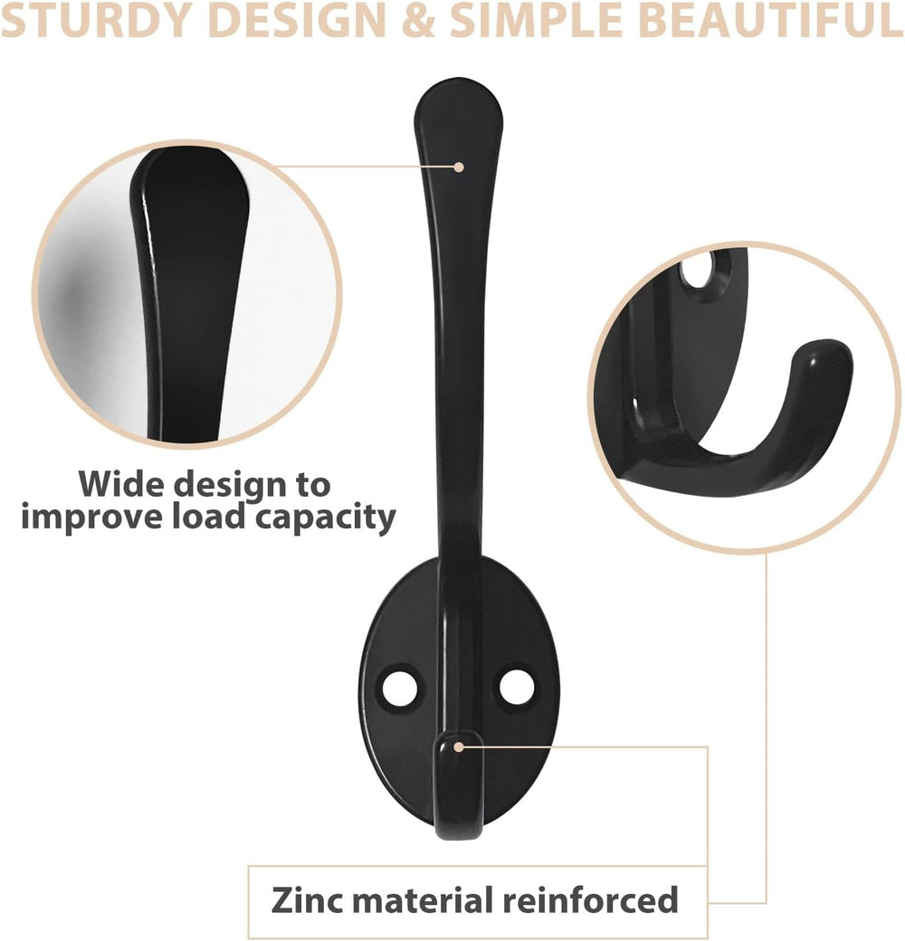Homanu 34 Pack Coat Hooks Wall Mounted with 68 Screws, Heavy Duty Black Towel...