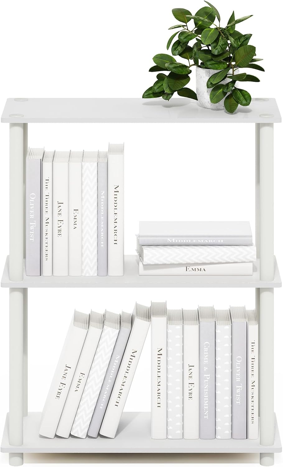 Furinno Turn-N-Tube Storage Shelves, 3-Tier Book Shelf, Corner Shelf, Toolles...