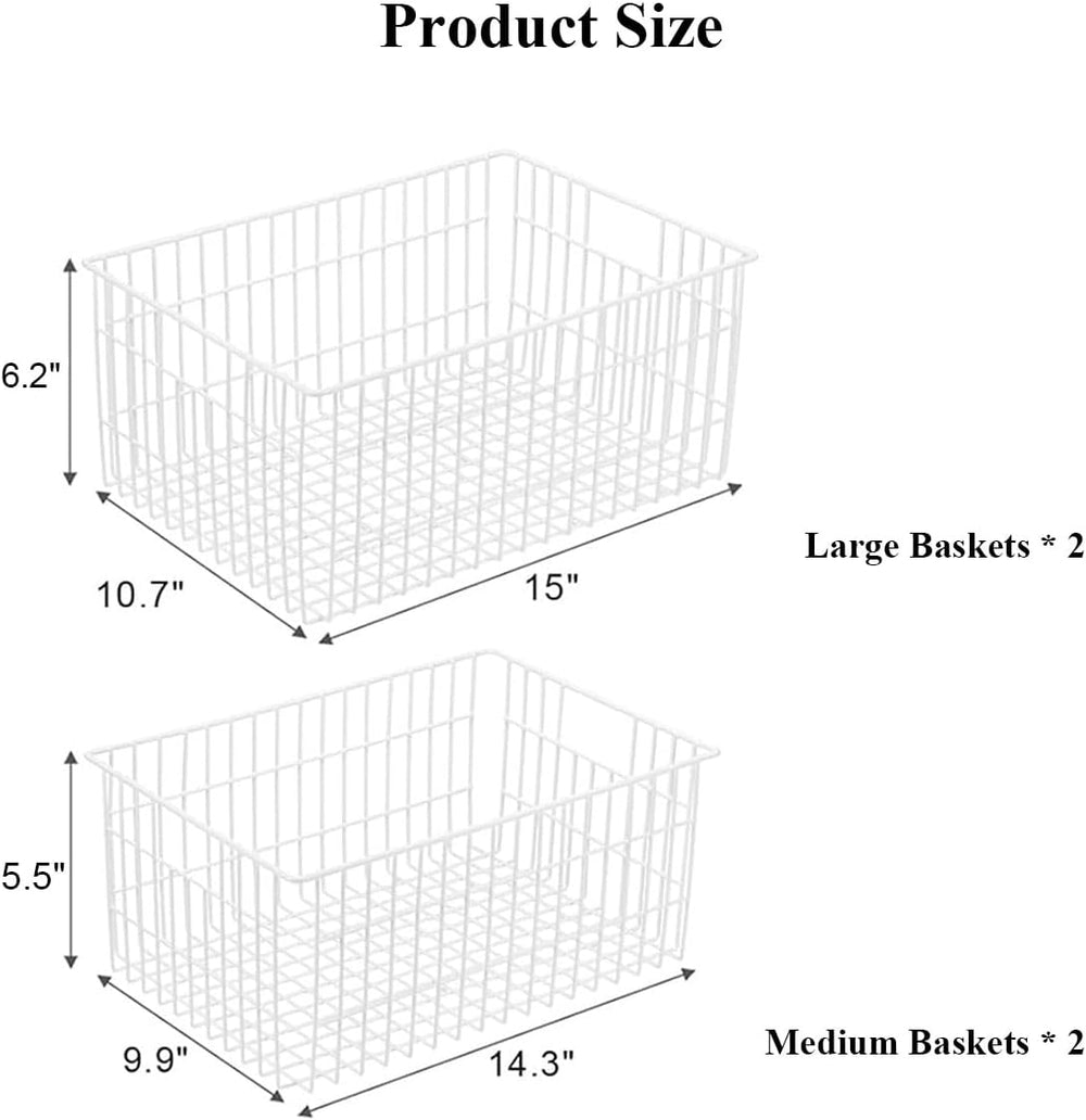 Orgneas Upright Freezer Organizer Bins Metal Wire Storage Container Basket
