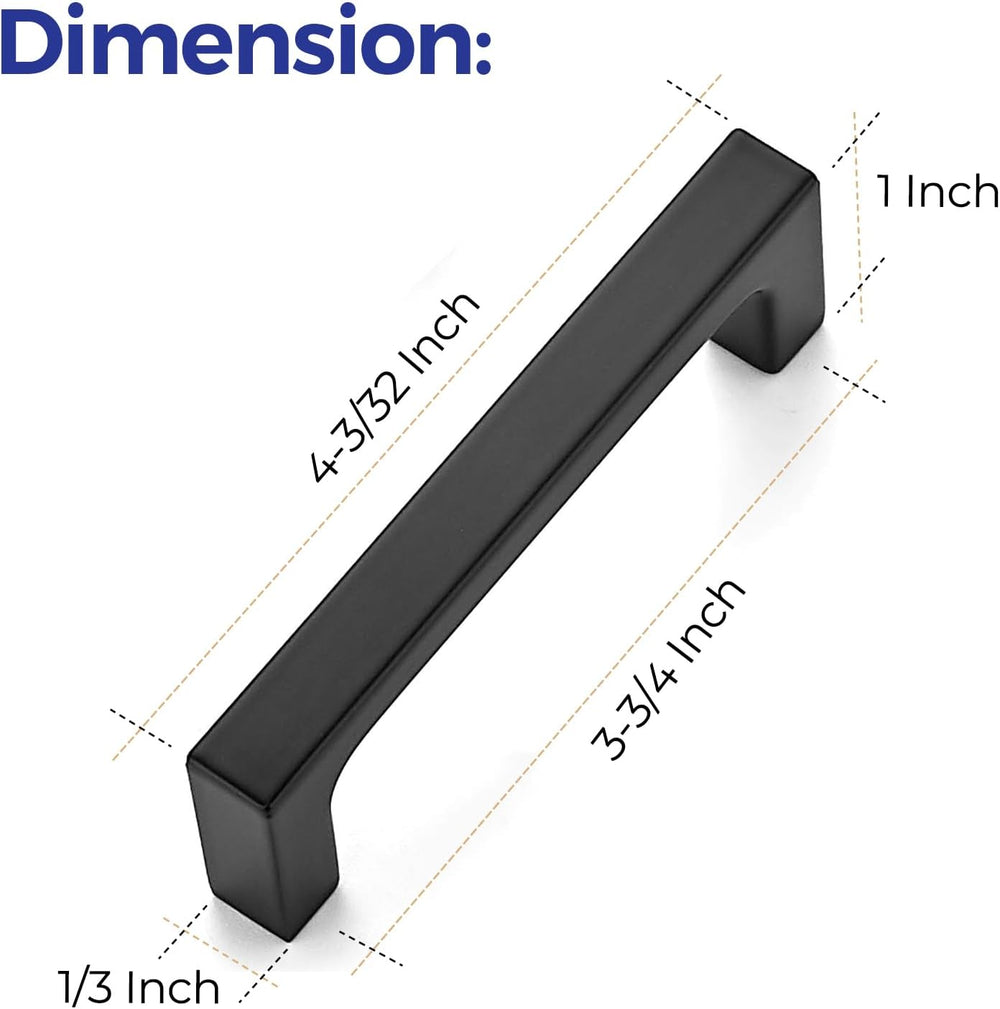 Ravinte Matte Black Square & Solid Cabinet Handles,3-3/4 Inch,20 Pack