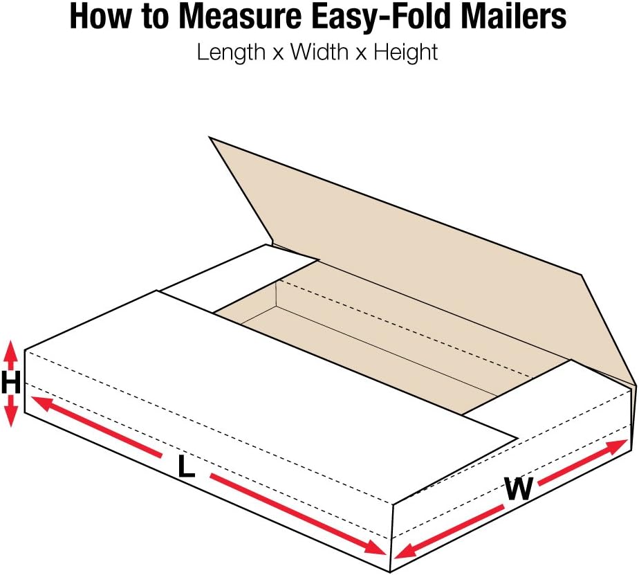 BOX USA White Easy-Fold Mailing Boxes, 7 1/2 x 5 1/2 x 2 Inches, Pack of 50, ...