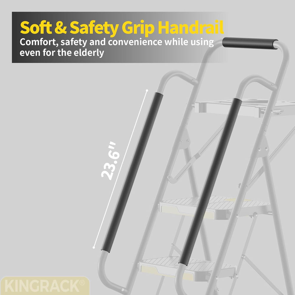 KINGRACK 5 Step Ladder, Sturdy Steel Step Stool with Anti-Slip Wide Pedals, H...