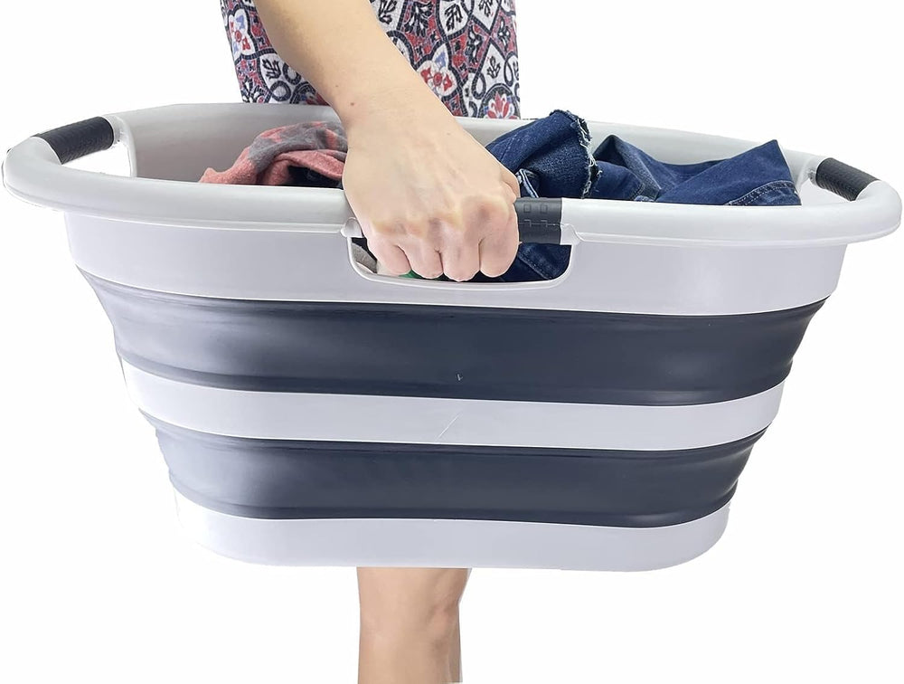 SAMMART 40L (10.5 gallon) Collapsible Plastic Laundry Basket - Foldable Pop U...