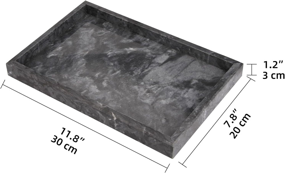 Marble Bathroom Vanity Tray, Black, 12"x 8" x1.2"