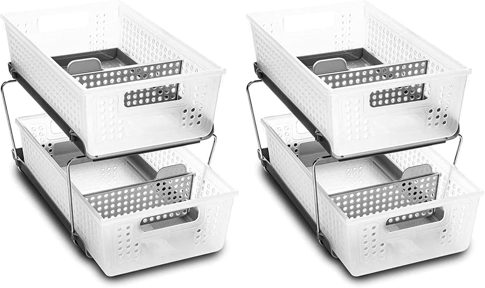 madesmart 2 Tier Bath Organizer,Undersink Storage with Sliding Drawers,for Cl...