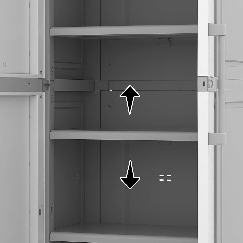 Keter Storage Cabinet with Doors and Shelves for Laundry Room, Garage, Bathro...