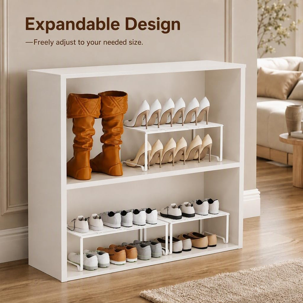 Extendable Metal Wire Shelf Organizer - Adjustable 15-24.4in Length, Stackabl...