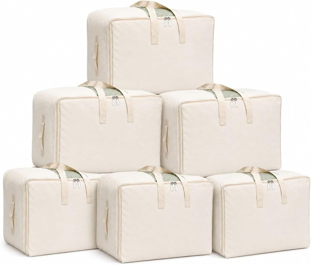 DoYiKe Soft Large Canvas Comforter Storage Bags with Four Carrying Handles an...