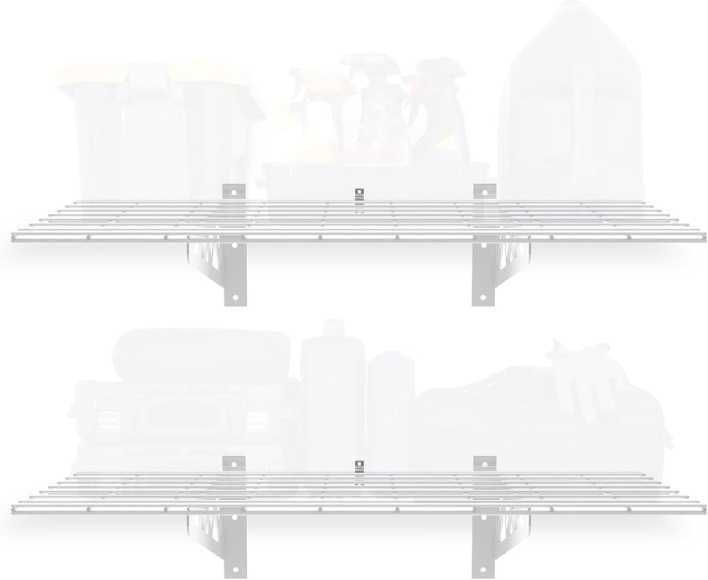 MonsterRax 18x36 White Garage Wall Shelf 2-Pack, 500lb, White