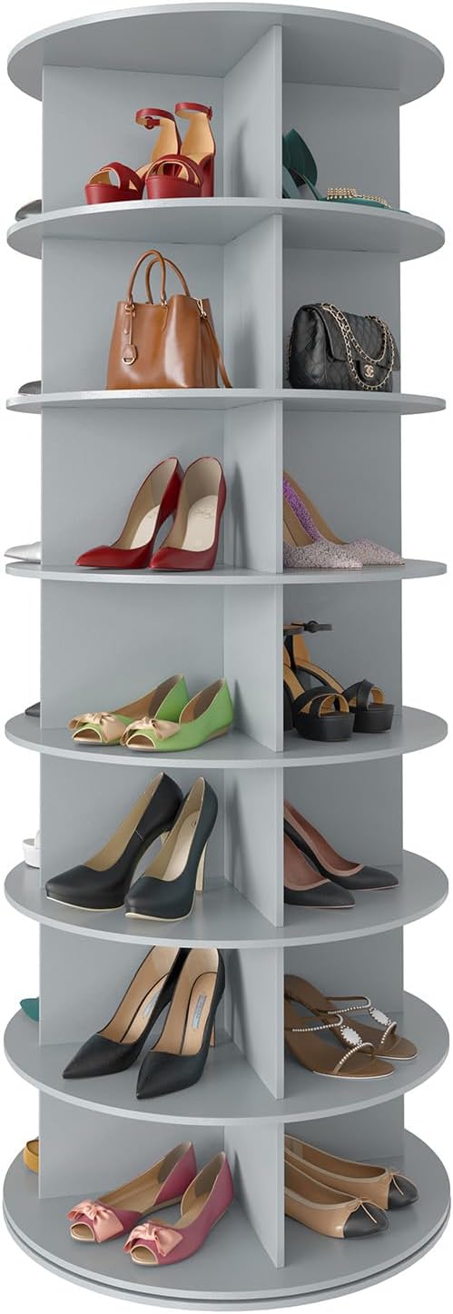 SpaceAid 7 Tier Rotating Shoe Rack Tower, Spinning Shoe Display Lazy Susan, R...