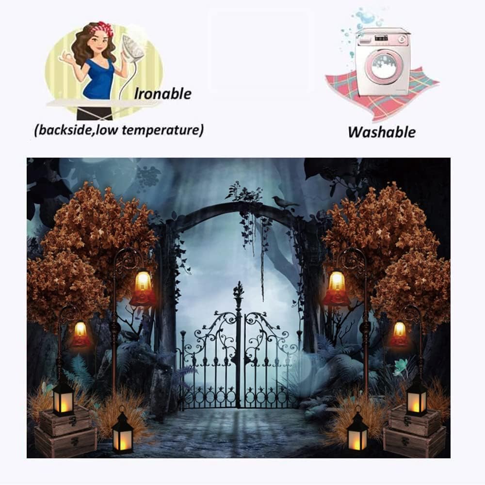 Halloween Backdrop 10x8ft Spooky Cemetery Gate Scary Photo Background