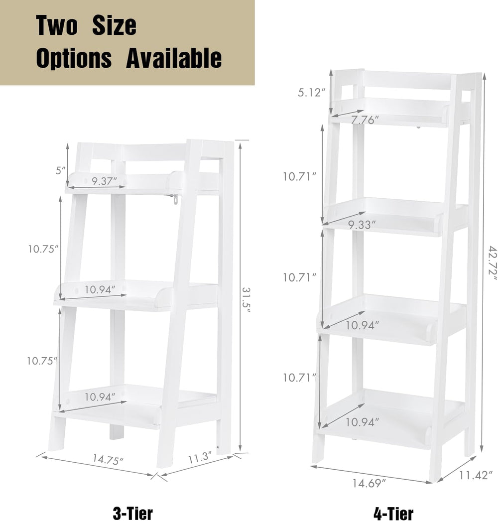 UTEX Bathroom Ladder Shelf, 3-Tier Small Storage Rack, White