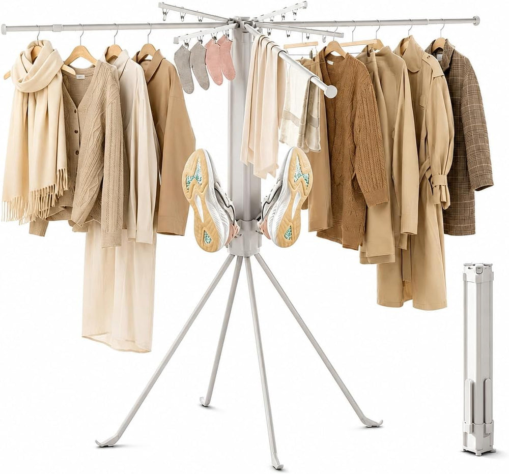 Multi-Functional 4-Leg Clothes Drying Rack, Large Capacity Foldable & Col...