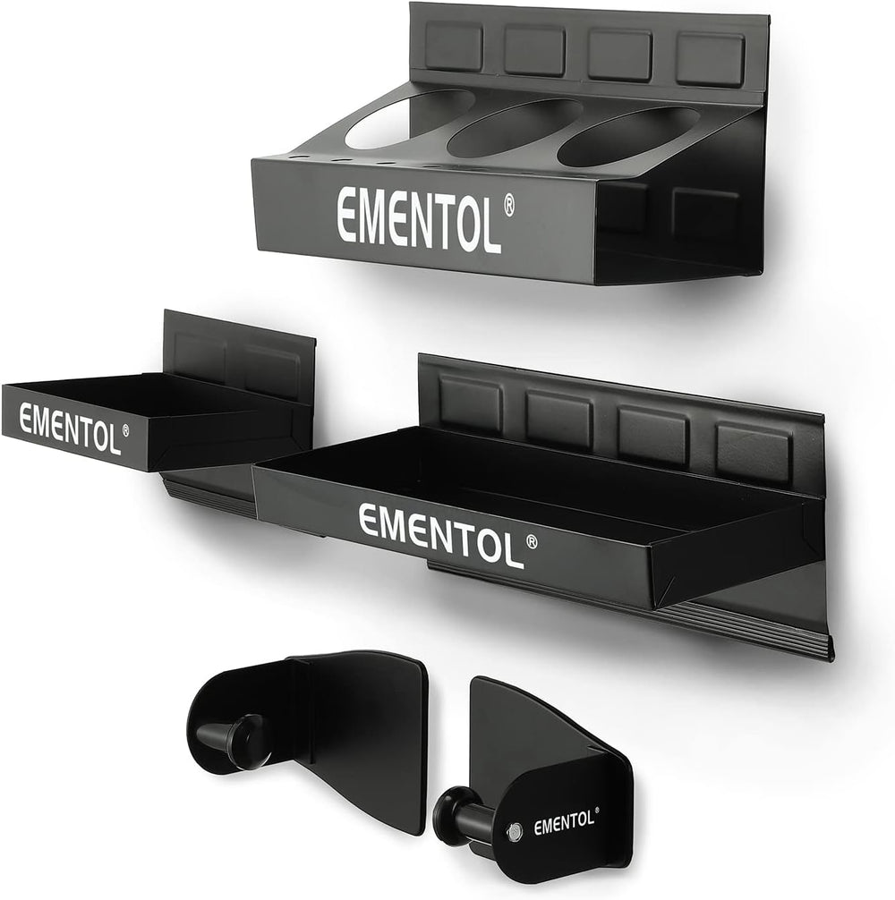 EMENTOL 4PCS Magnetic Tool Shelf Set, Tray, Paper Towel Holder, for Tool Orga...
