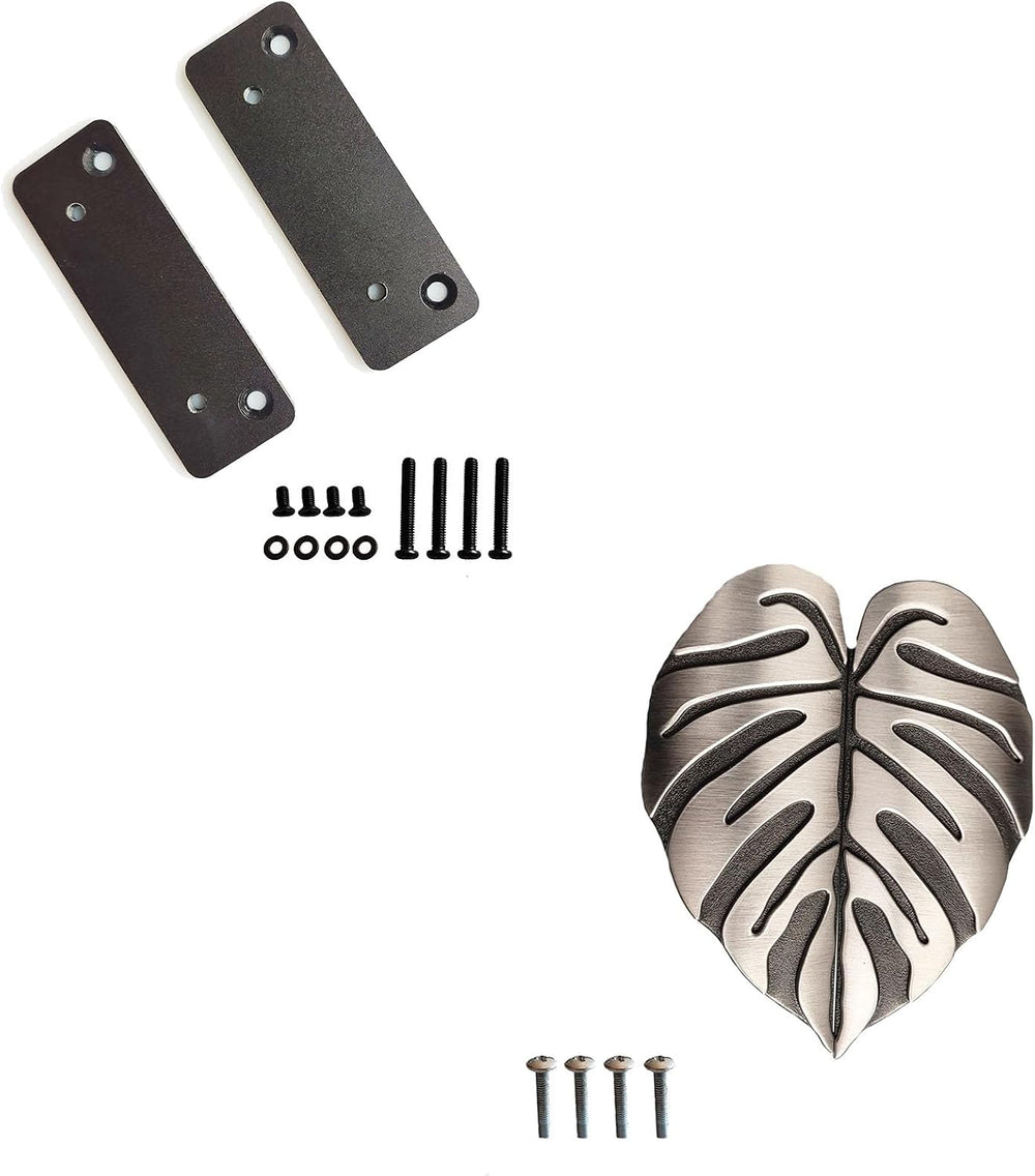 PIAOLGYI Silver Cabinet Handle Leaf Knobs and Black Handle Adapter for Milsbo...