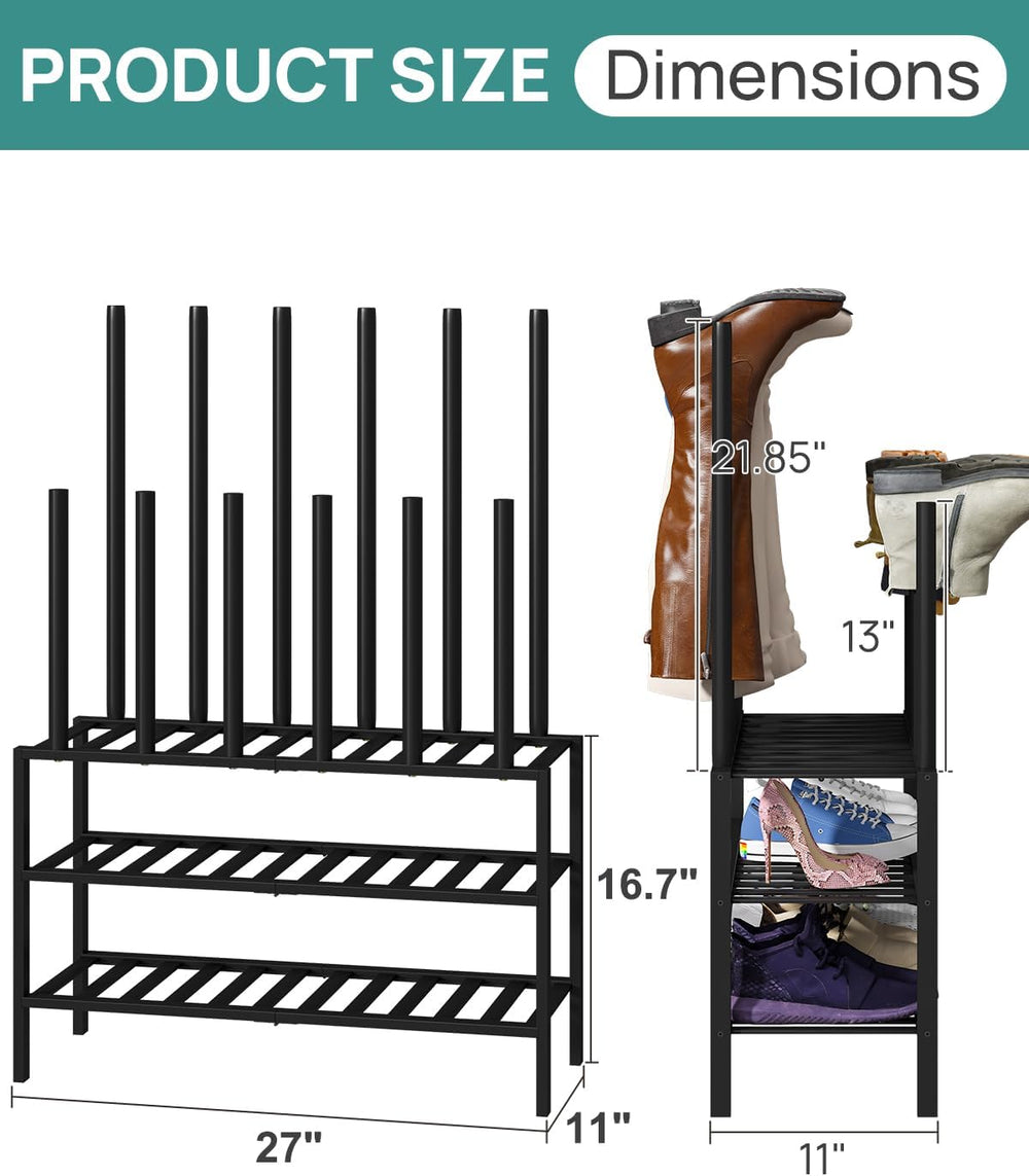 viewcare Black Boot Rack, Boot Rack Organizer Tall Boots with Shoe Rack for C...